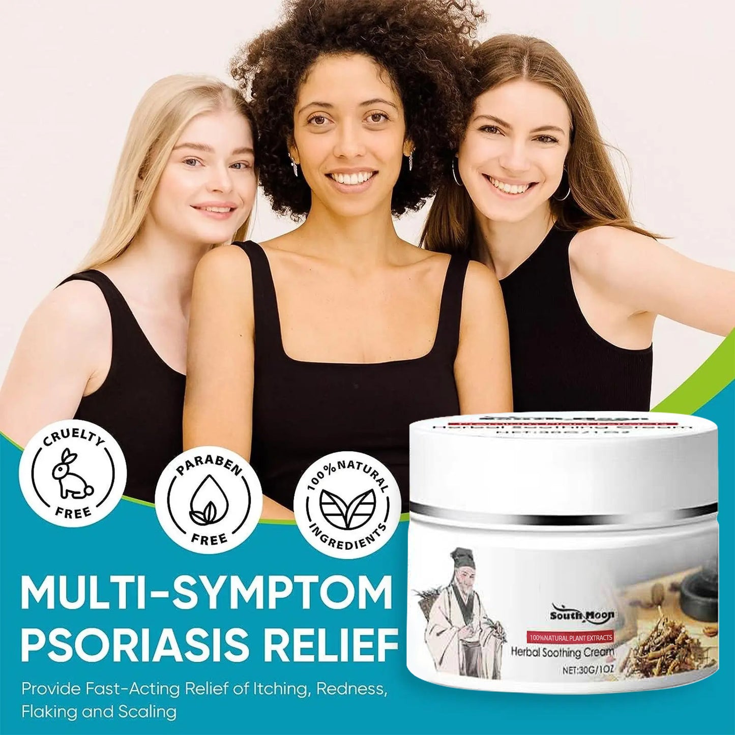 South Moon® Sensitive Skin Relief Cream– Fast Relief from Eczema Blisters & Dry Itchy Skin with Oatmeal-Style Soothing Zero-Irritant Fragrance-Free – 30 g