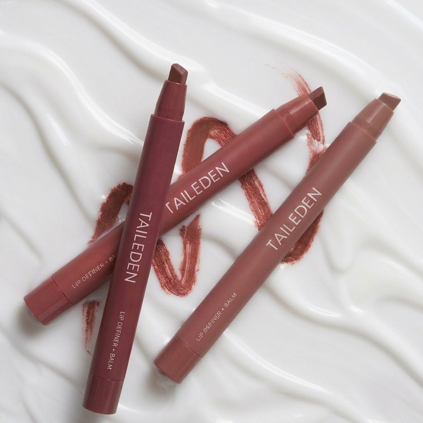 DoubleColor Lip Definer - 2-in-1 Lip Liner & Balm, Long-Lasting K-Beauty Lipstick with Satin Finish, Avocado Oil & Vitamin E