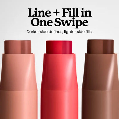 DoubleColor Lip Definer - 2-in-1 Lip Liner & Balm, Long-Lasting K-Beauty Lipstick with Satin Finish, Avocado Oil & Vitamin E