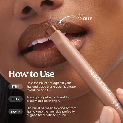 DoubleColor Lip Definer - 2-in-1 Lip Liner & Balm, Long-Lasting K-Beauty Lipstick with Satin Finish, Avocado Oil & Vitamin E