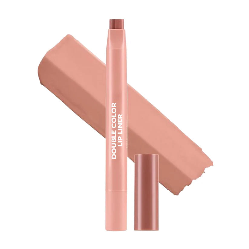DoubleColor Lip Definer - 2-in-1 Lip Liner & Balm, Long-Lasting K-Beauty Lipstick with Satin Finish, Avocado Oil & Vitamin E