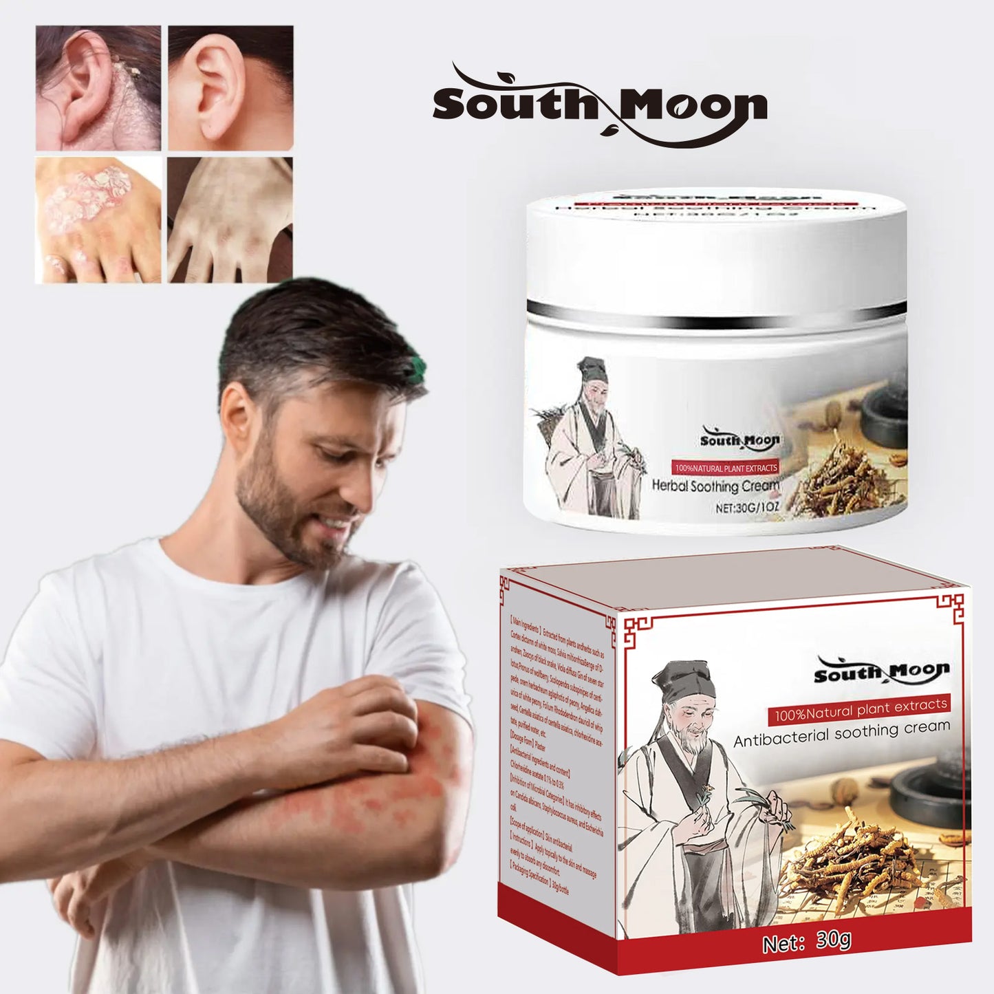 South Moon® Sensitive Skin Relief Cream– Fast Relief from Eczema Blisters & Dry Itchy Skin with Oatmeal-Style Soothing Zero-Irritant Fragrance-Free – 30 g