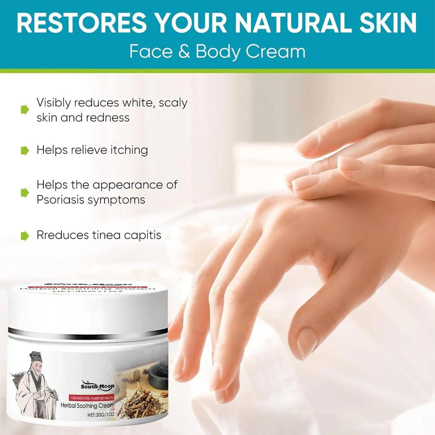 South Moon® Sensitive Skin Relief Cream– Fast Relief from Eczema Blisters & Dry Itchy Skin with Oatmeal-Style Soothing Zero-Irritant Fragrance-Free – 30 g