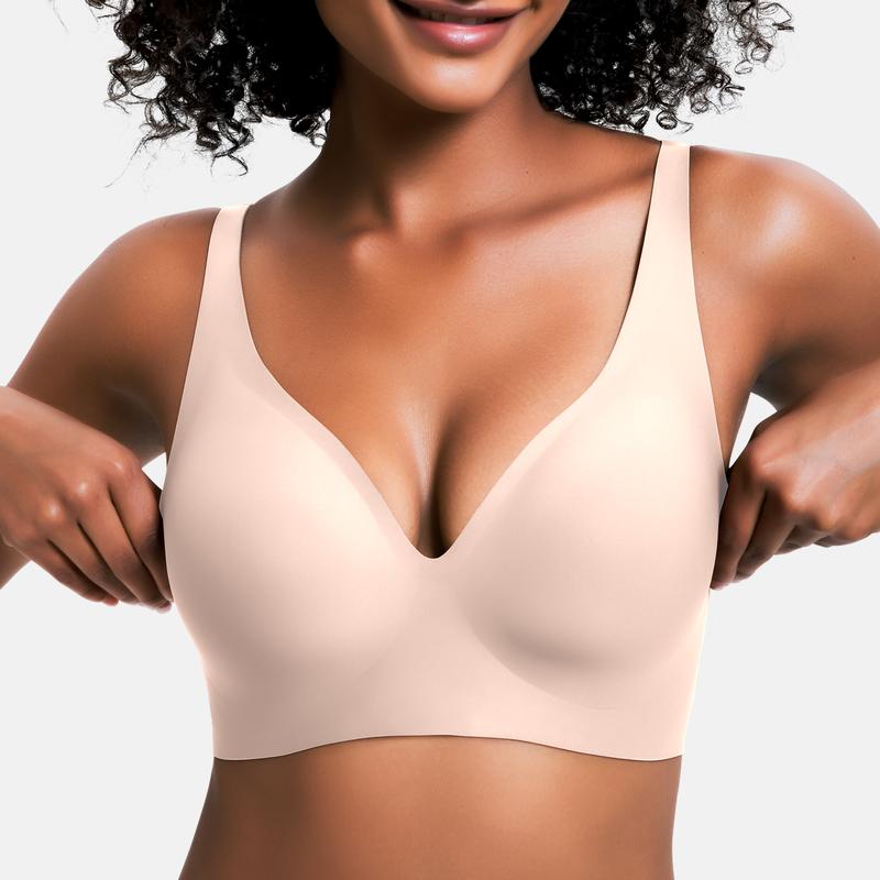 New Jelly Wireless Womens Comfortable Wireless Bras Push Up Bralettes Seamless T shirts Bras Deep V Everyday Bras