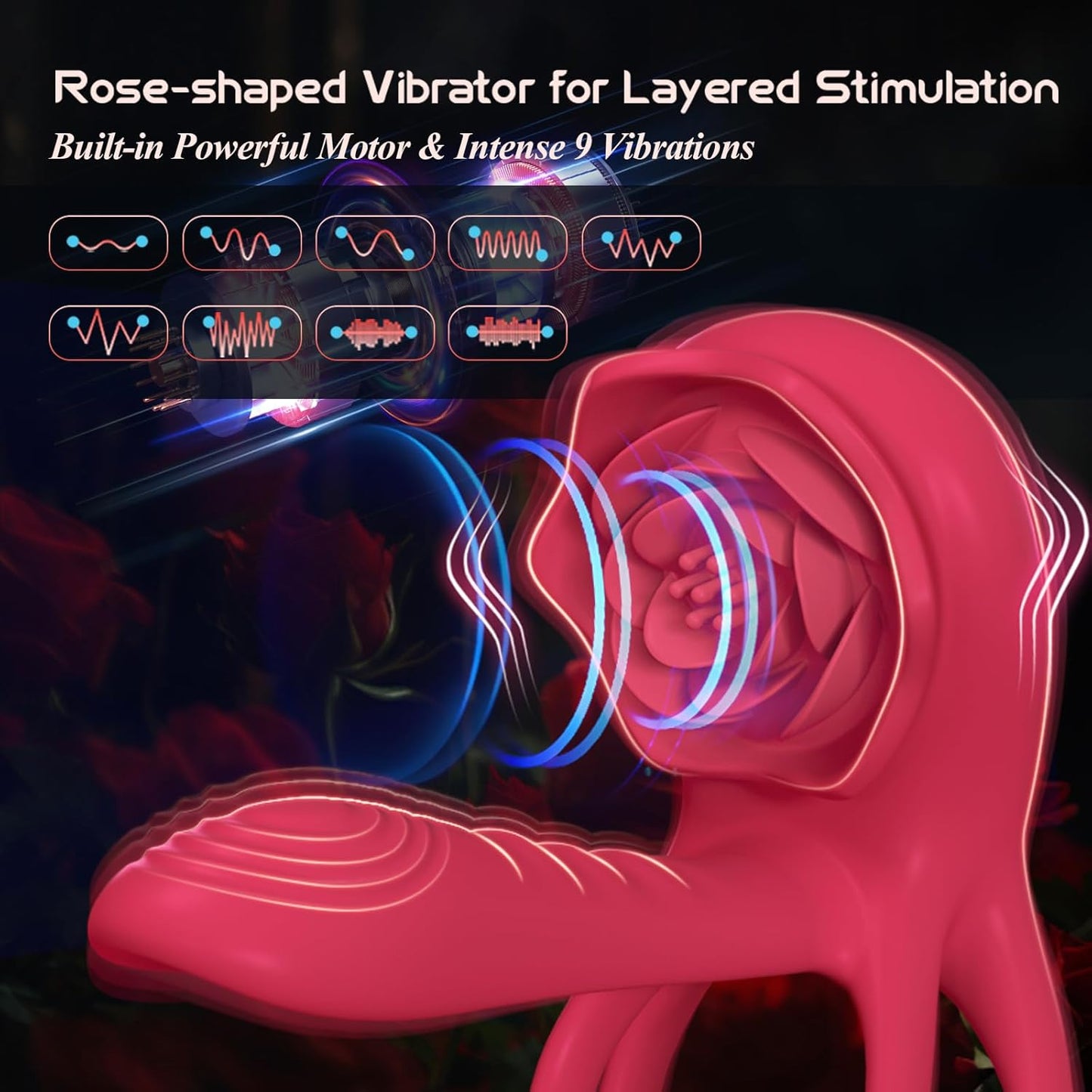 Juxek™ The Ultimate Tongue Licking & Sucking Rose Vibrator – 2-in-1 Clitoral Stimulator & Deep G-Spot Massager, 9 Intense Orgasm Modes, Dual Motor Power for Blasting Climaxes, 100% Waterproof & Silky Silicone