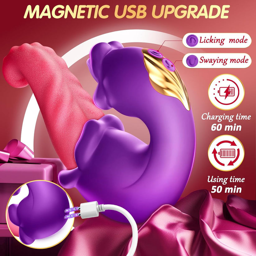 BBoj™ 2026 Upgraded 3-in-1 Rose Toy – Automatic Thrusting G-Spot Vibrator & Air-Pulse Clit Sucker, Waterproof Liquid Silicone with Smart Heating🗽