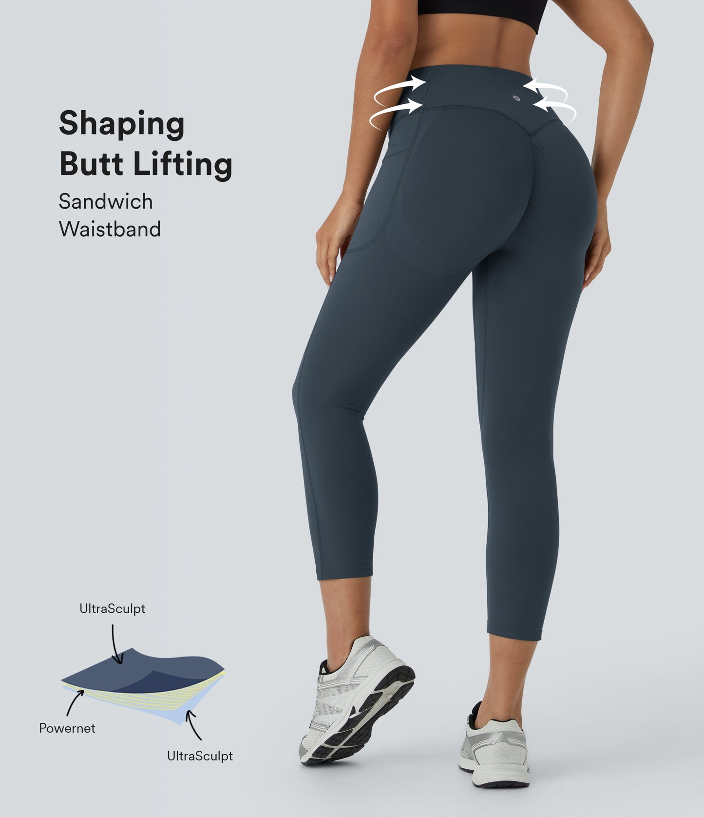 The Original High Waisted Scrunch Butt Lifting Tummy Control Pocket Shaping Capri Training Leggings