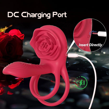 Juxek™ The Ultimate Tongue Licking & Sucking Rose Vibrator – 2-in-1 Clitoral Stimulator & Deep G-Spot Massager, 9 Intense Orgasm Modes, Dual Motor Power for Blasting Climaxes, 100% Waterproof & Silky Silicone
