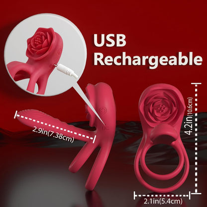 Juxek™ The Ultimate Tongue Licking & Sucking Rose Vibrator – 2-in-1 Clitoral Stimulator & Deep G-Spot Massager, 9 Intense Orgasm Modes, Dual Motor Power for Blasting Climaxes, 100% Waterproof & Silky Silicone