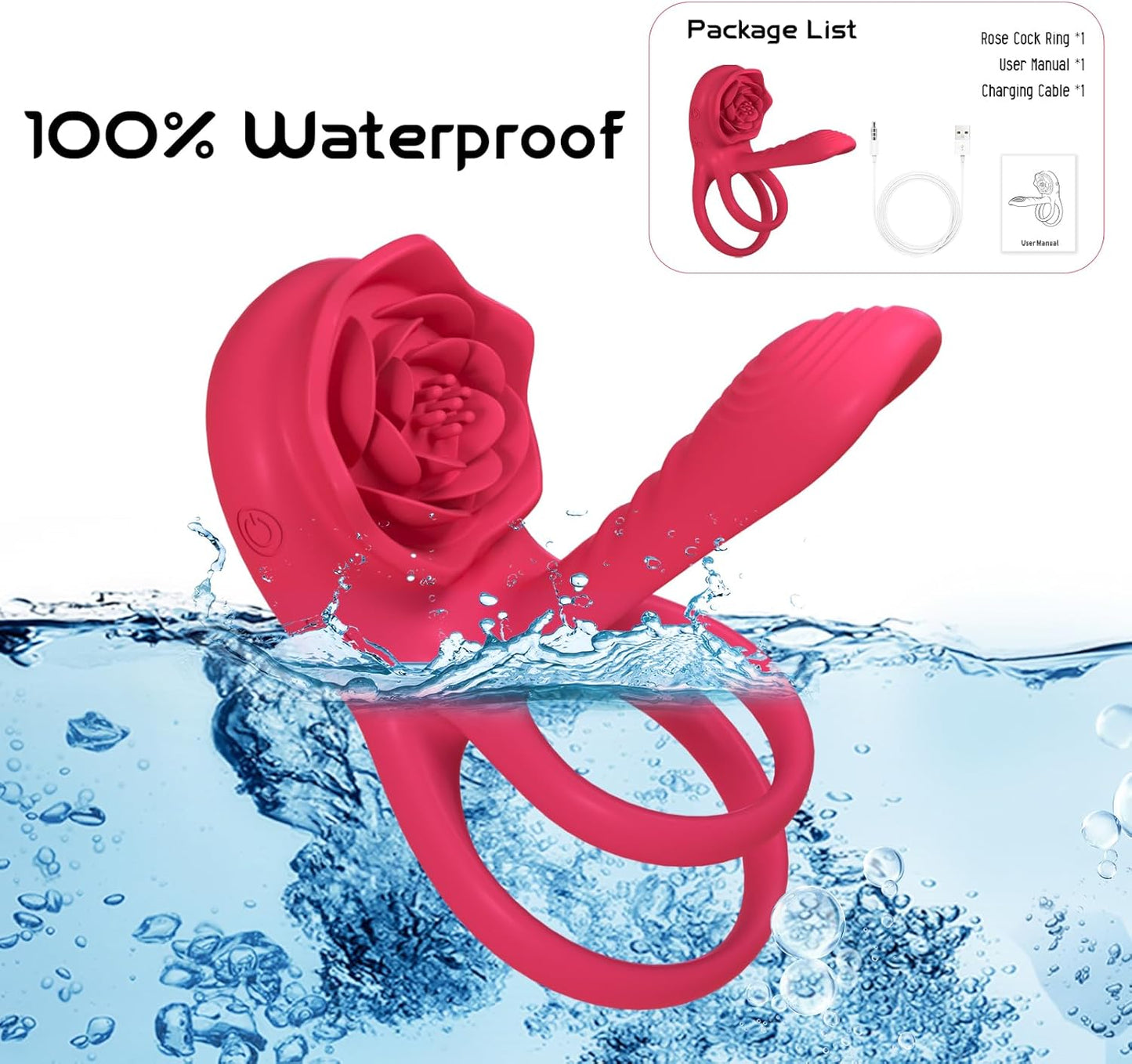 Juxek™ The Ultimate Tongue Licking & Sucking Rose Vibrator – 2-in-1 Clitoral Stimulator & Deep G-Spot Massager, 9 Intense Orgasm Modes, Dual Motor Power for Blasting Climaxes, 100% Waterproof & Silky Silicone