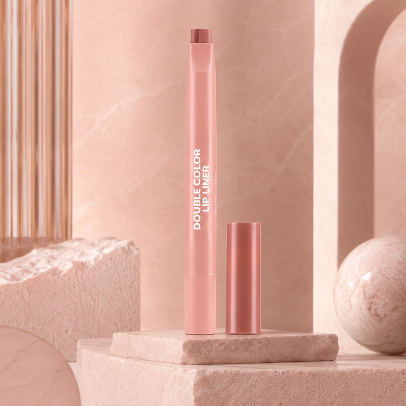 DoubleColor Lip Definer - 2-in-1 Lip Liner & Balm, Long-Lasting K-Beauty Lipstick with Satin Finish, Avocado Oil & Vitamin E