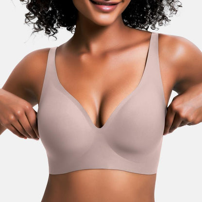 New Jelly Wireless Womens Comfortable Wireless Bras Push Up Bralettes Seamless T shirts Bras Deep V Everyday Bras