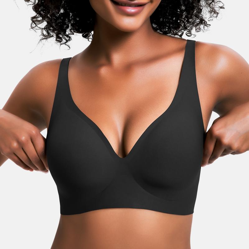 New Jelly Wireless Womens Comfortable Wireless Bras Push Up Bralettes Seamless T shirts Bras Deep V Everyday Bras