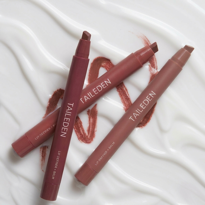DoubleColor Lip Definer - 2-in-1 Lip Liner & Balm, Long-Lasting K-Beauty Lipstick with Satin Finish, Avocado Oil & Vitamin E